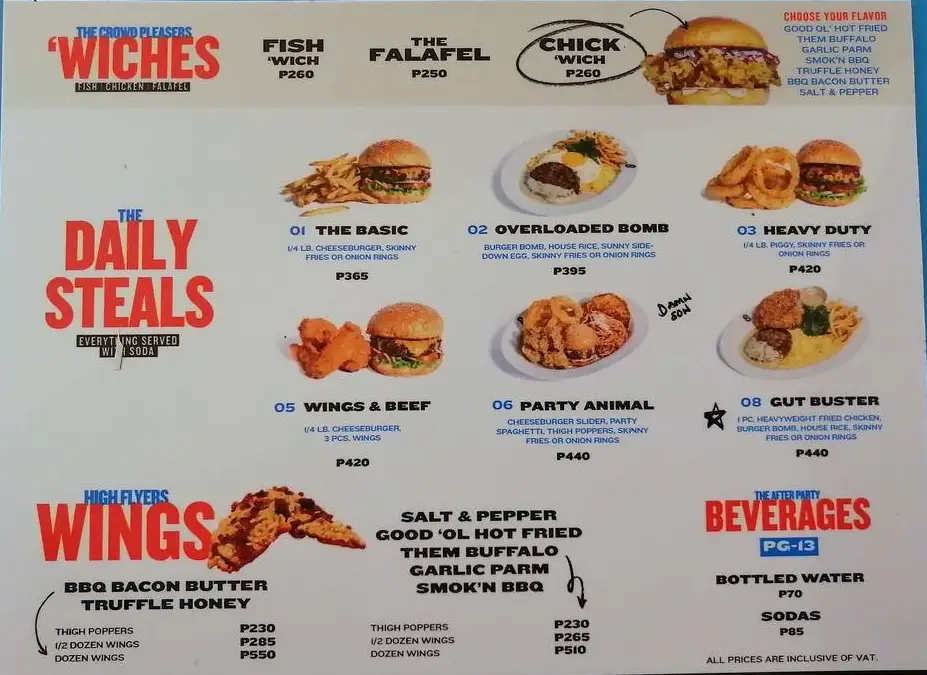8 CUTS STARTERS MENU WITH PRICES