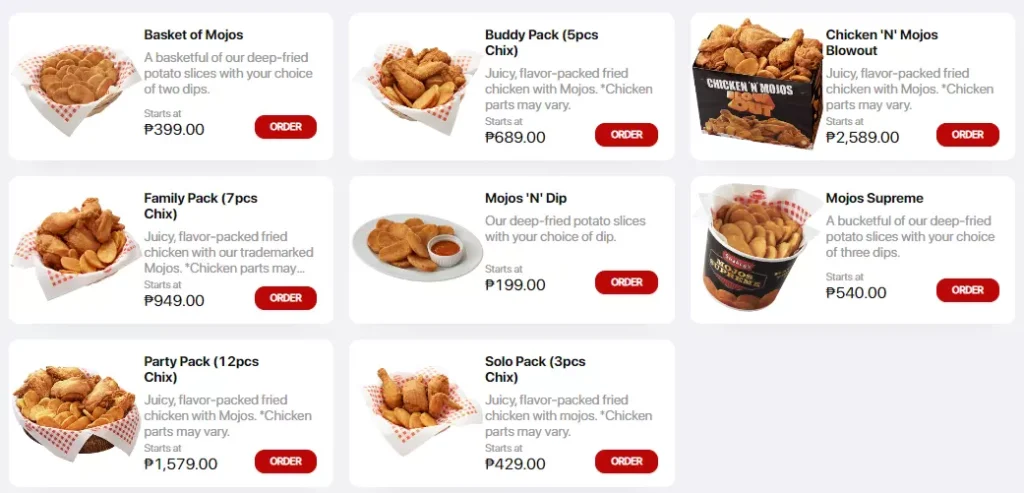 SHAKEY’S CHICKEN ‘N MOJOS PRICES