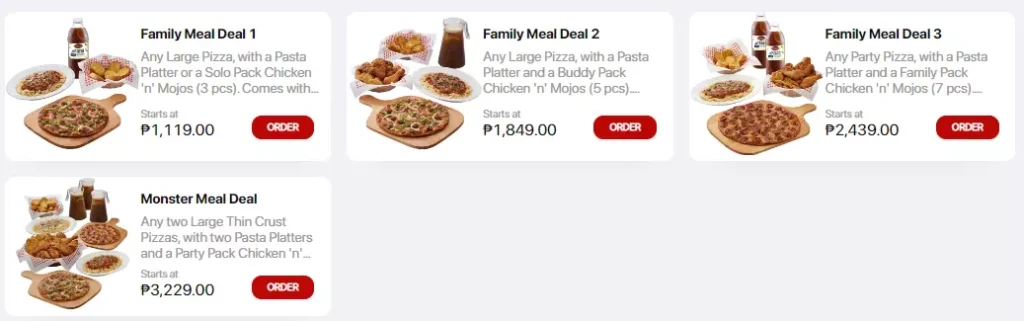SHAKEY’S GROUP MEALS PRICES