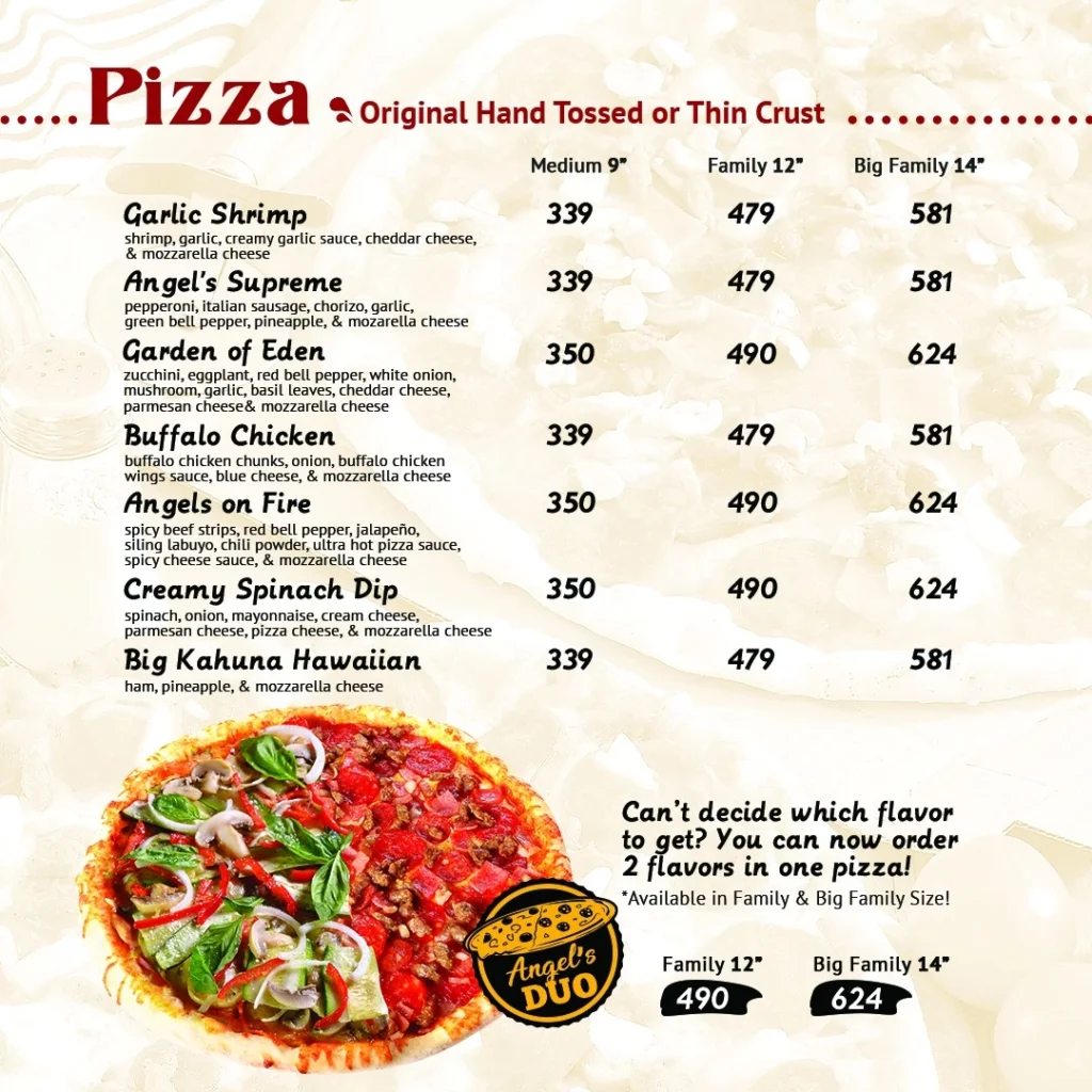 ANGEL’S PIZZA Menu With Updated Prices Philippines 2023