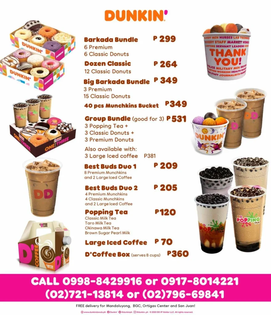 Dunkin Donuts Menu With Updated Prices Philippines 2023