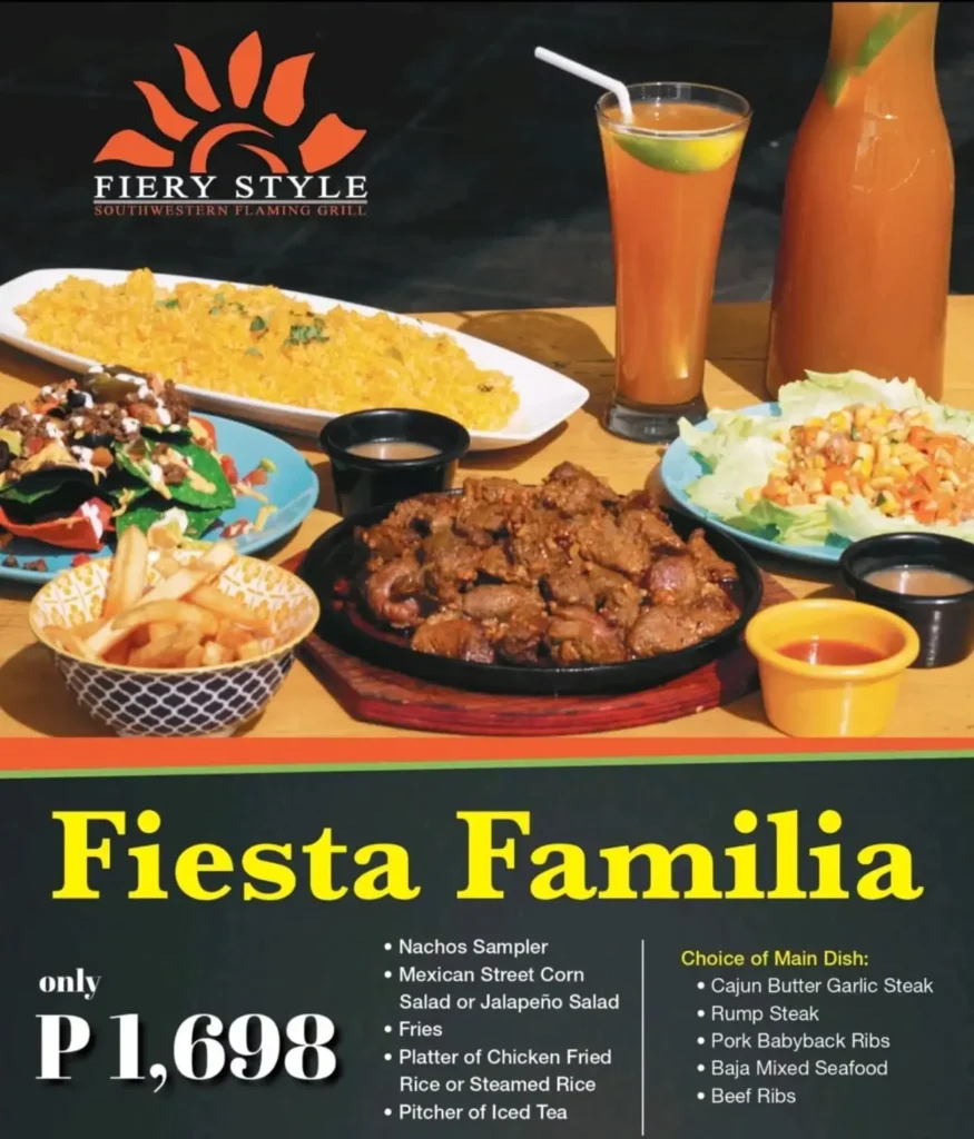 FIERY STYLE STARTERS MENU WITH PRICES FIERY STYLE MODERN MEXICAN SPECIALS MENU PRICES