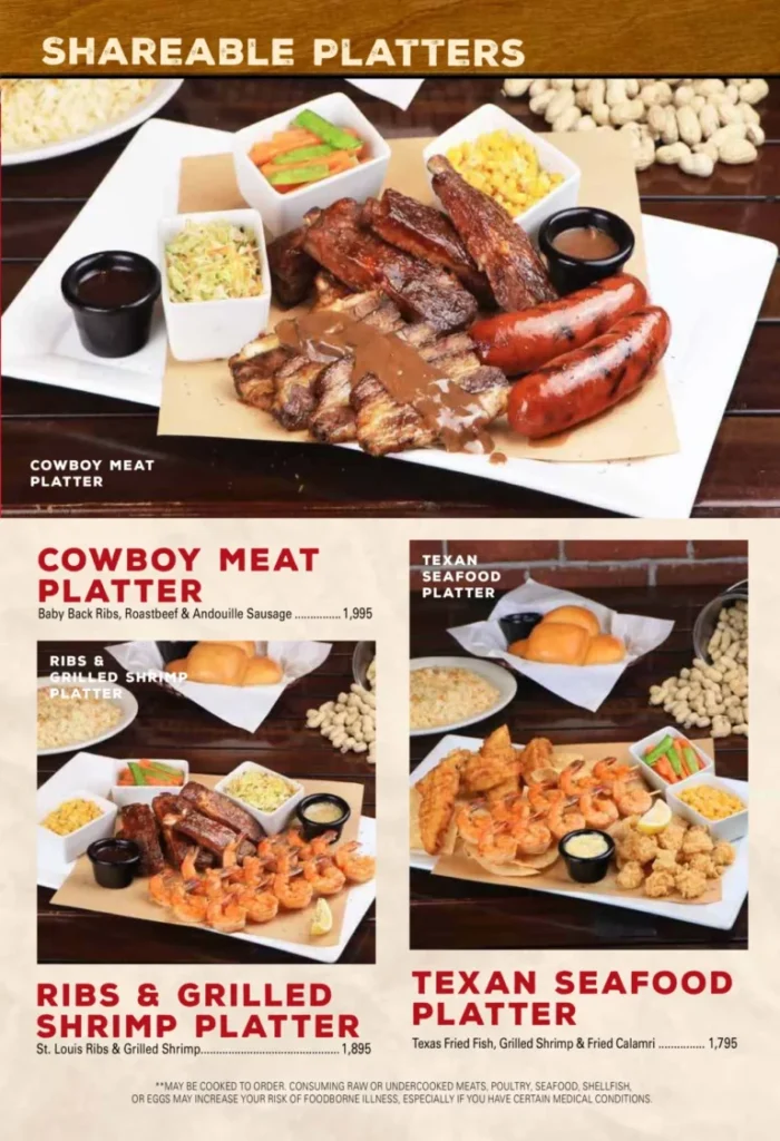 TEXAS ROADHOUSE SHAREABLE PLATTERS MENU PRICES