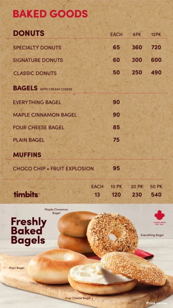 TIM HORTONS BAKE GOODS PRICES TIM HORTONS SIGNATURE DONUTS PRICES