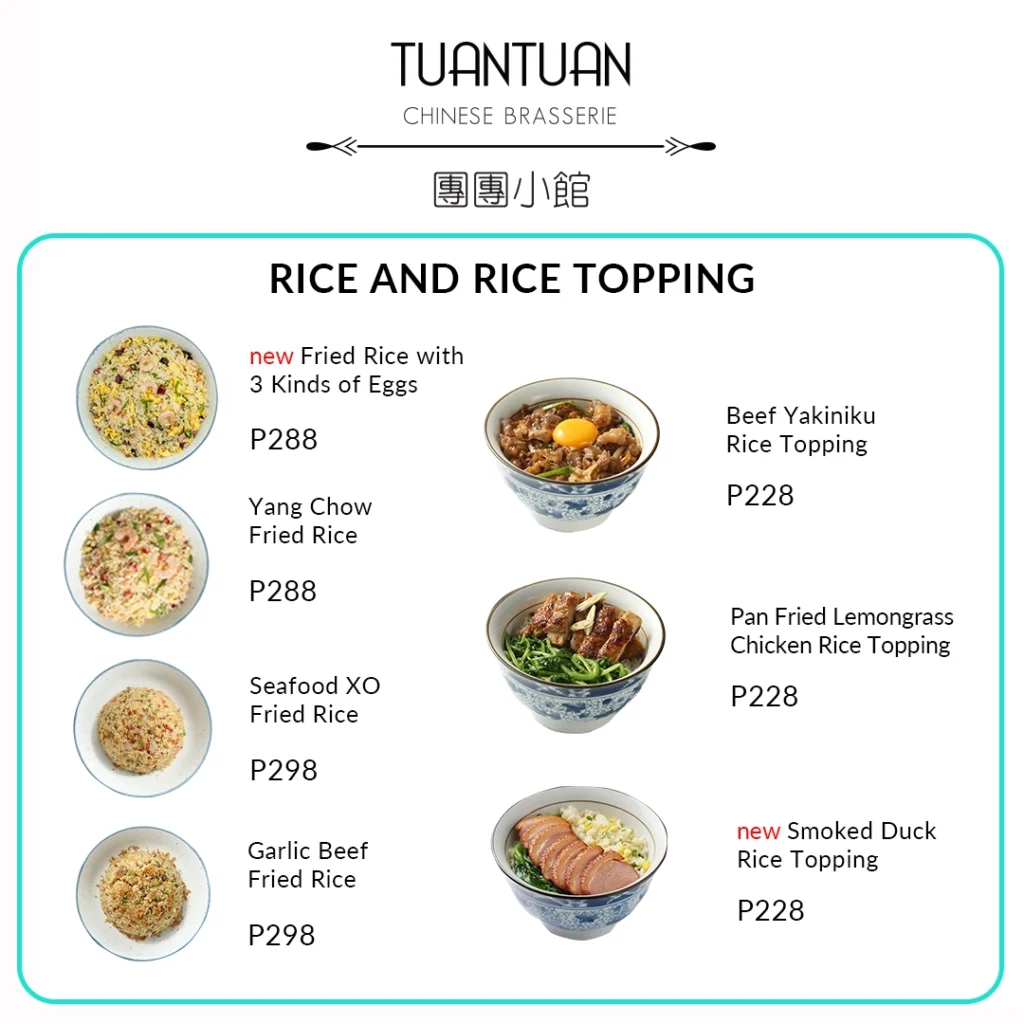 TUAN TUAN RICE AND RICE TOPPING PRICES