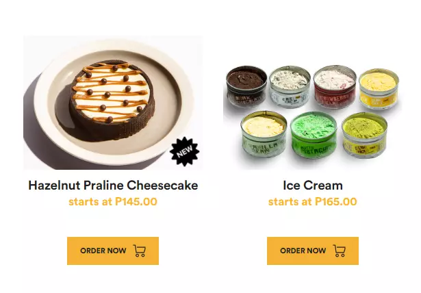 YELLOW CAB DESSERTS MENU WITH PRICES
