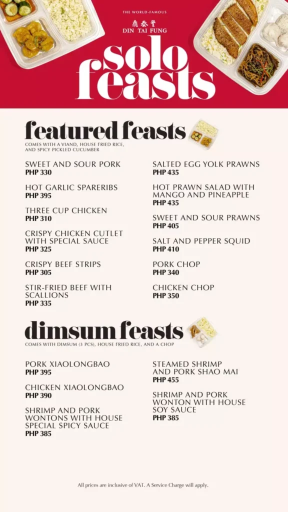 DTF MENU FEATURED FEASTS PRICES
DIN TAI FUNG DIMSUM FEASTS PRICES
