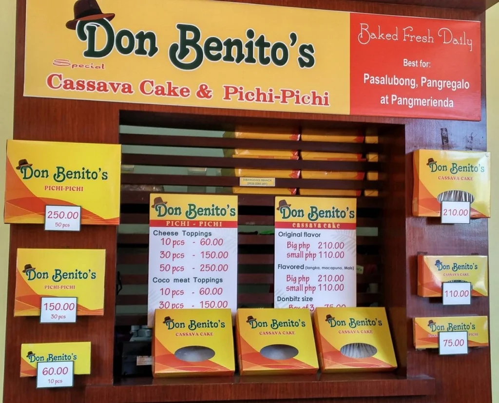 DON BENITOS CASSAVA CAKE MENU WITH PRICES