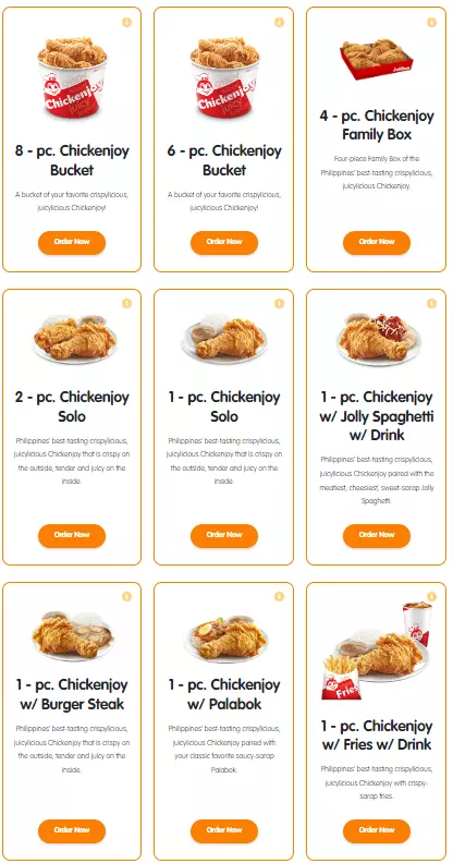JOLLIBEE FAMILY MEALS WITH PRICES
