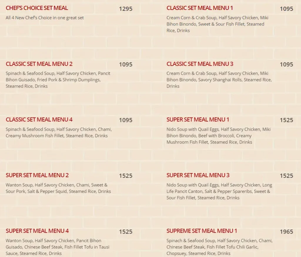 SAVORY CLASSIC AFFORDABLE GROUP MEALS MENU PRICES
