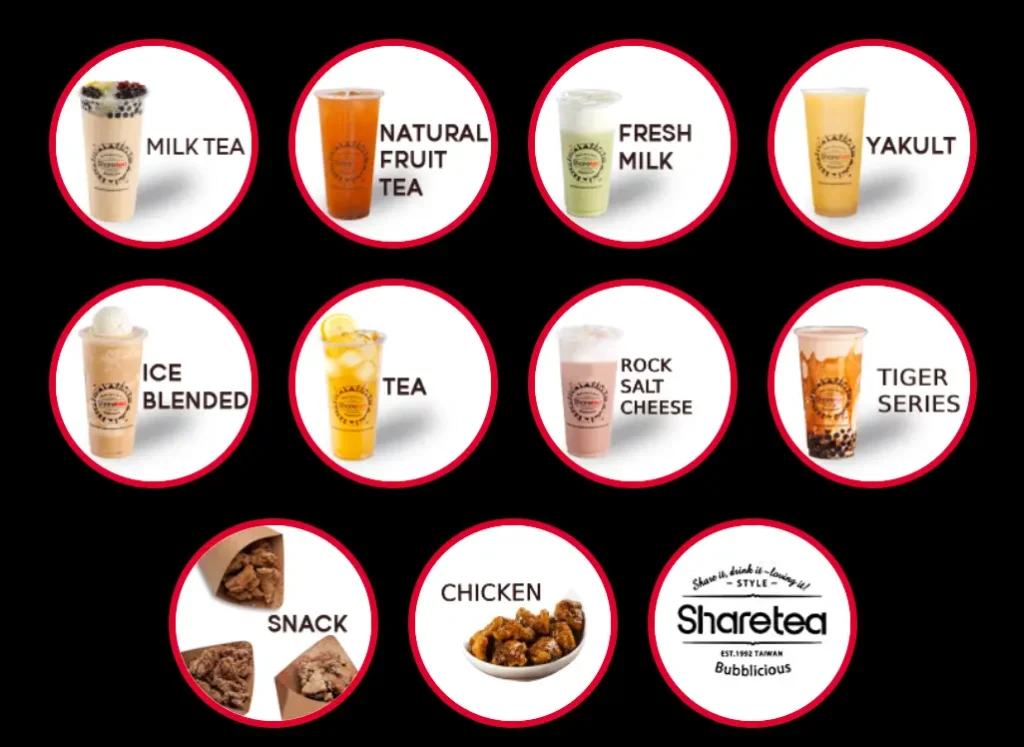 SHARETEA BEST SELLERS MENU WITH PRICES
