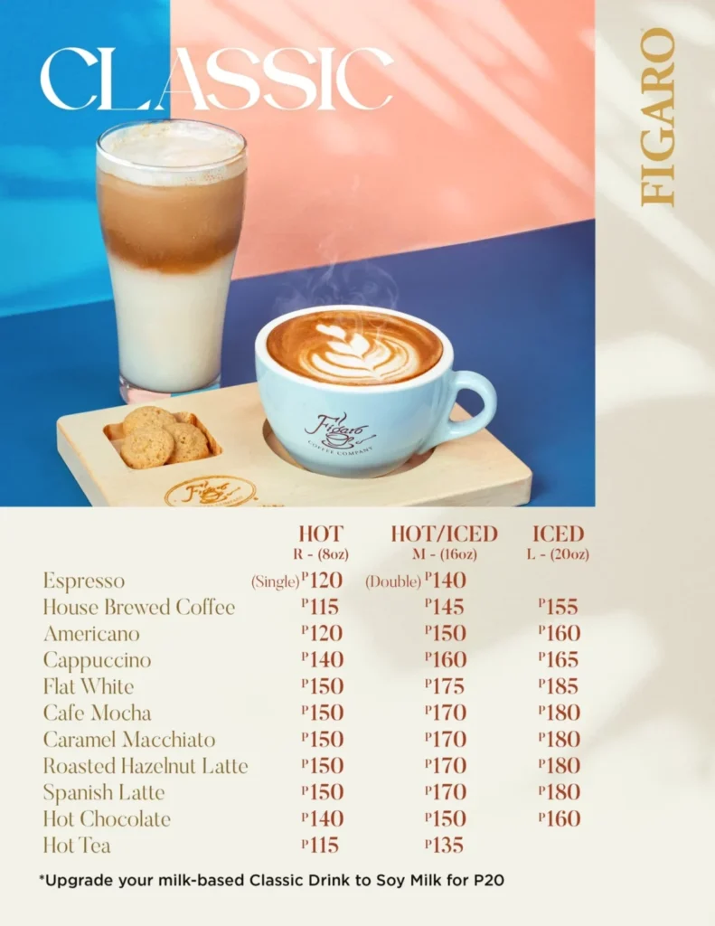 FIGARO COFFEE CLASSIC HOT PRICES FIGARO COFFEE CLASSIC ICED MENU PRICES