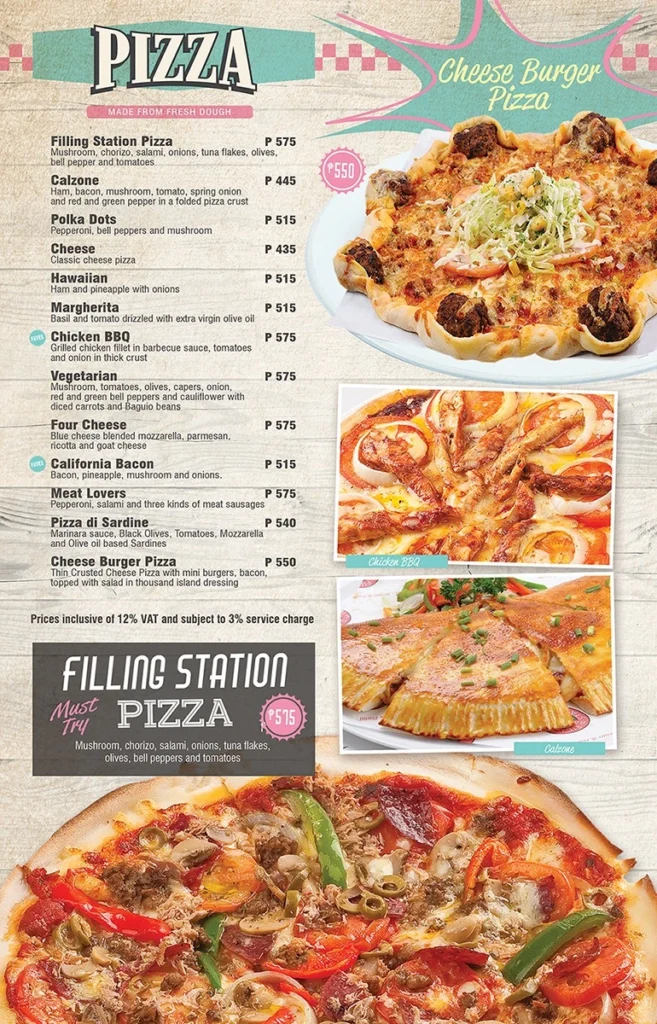 FILLING STATION PIZZA PRICES