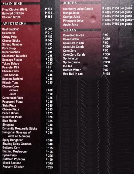 G-SIDE MAINS MENU WITH AND G-SIDE APPETIZERS PRICES