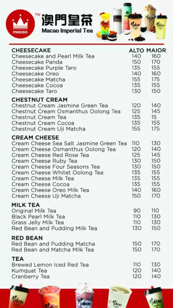 MACAO IMPERIAL CHEESECAKE MENU WITH PRICES