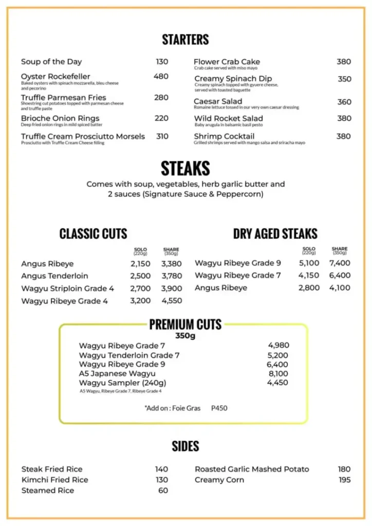 STONED STEAKS STARTERS MENU WITH PRICES STONED STEAKS MENU STEAKS PRICES
