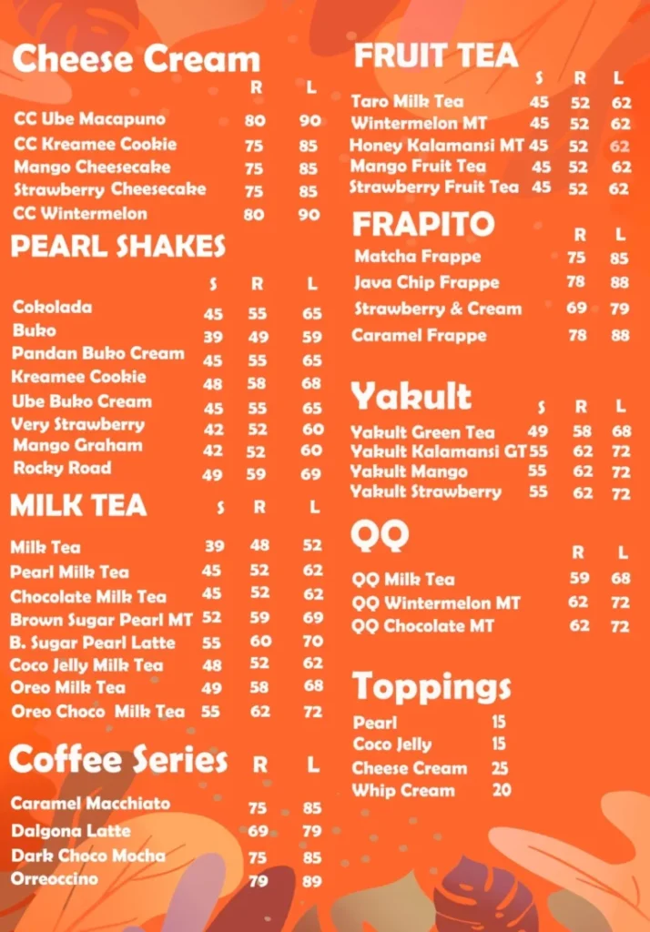 YETITO CHEESE CREAM MENU WITH AND YETITO PEARL SHAKES AND YETITO MILK TEA MENU AND
YETITO COFFEE SERIES PRICES