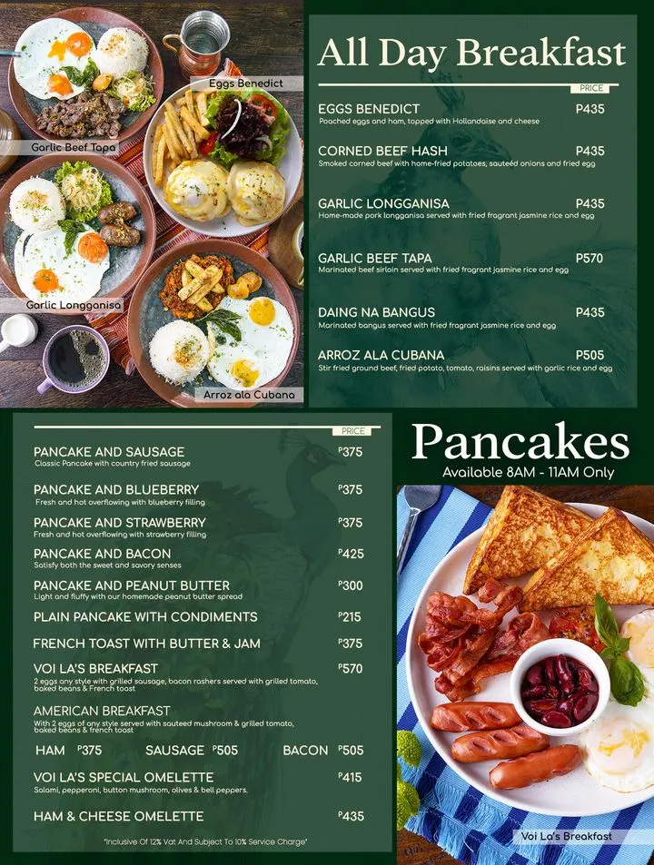 CAFE VOI LA ALL-DAY BREAKFAST PRICES