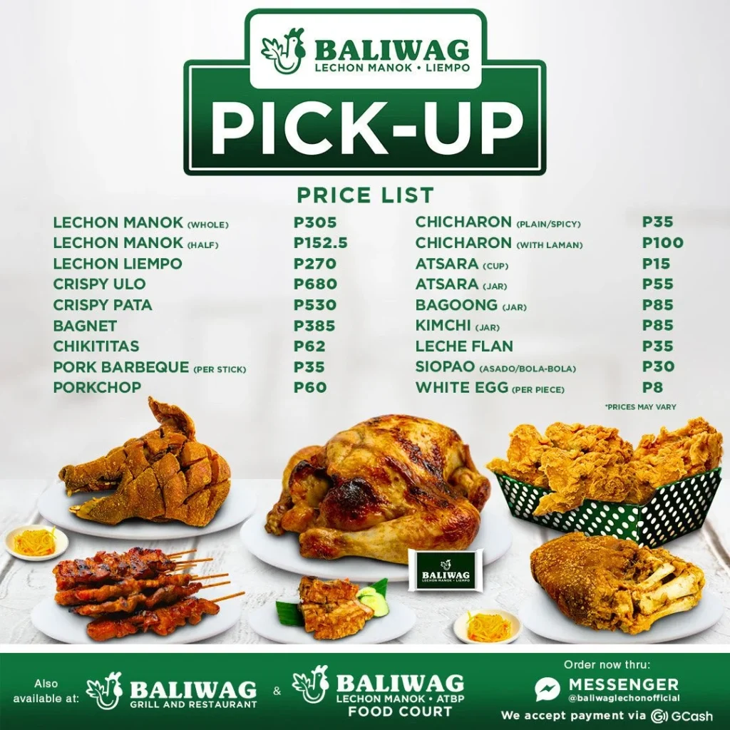 BALIWAG GREATS MENU WITH PRICES BALIWAG SIZZLERS PRICES