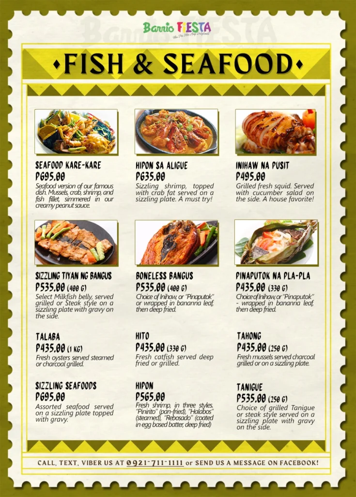 BARRIO FIESTA FISH & SEAFOOD PRICES