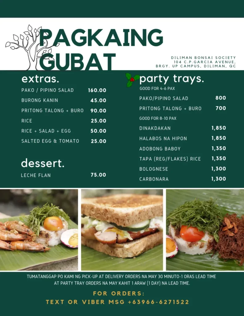 GUBAT EXTRAS PRICES GUBAT PARTY TRAYS MENU PRICES