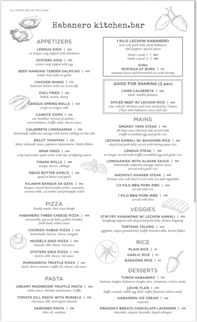 HABANERO KITCHEN BAR APPETIZERS MENU WITH PRICES HABANERO KITCHEN BAR PIZZA PRICES