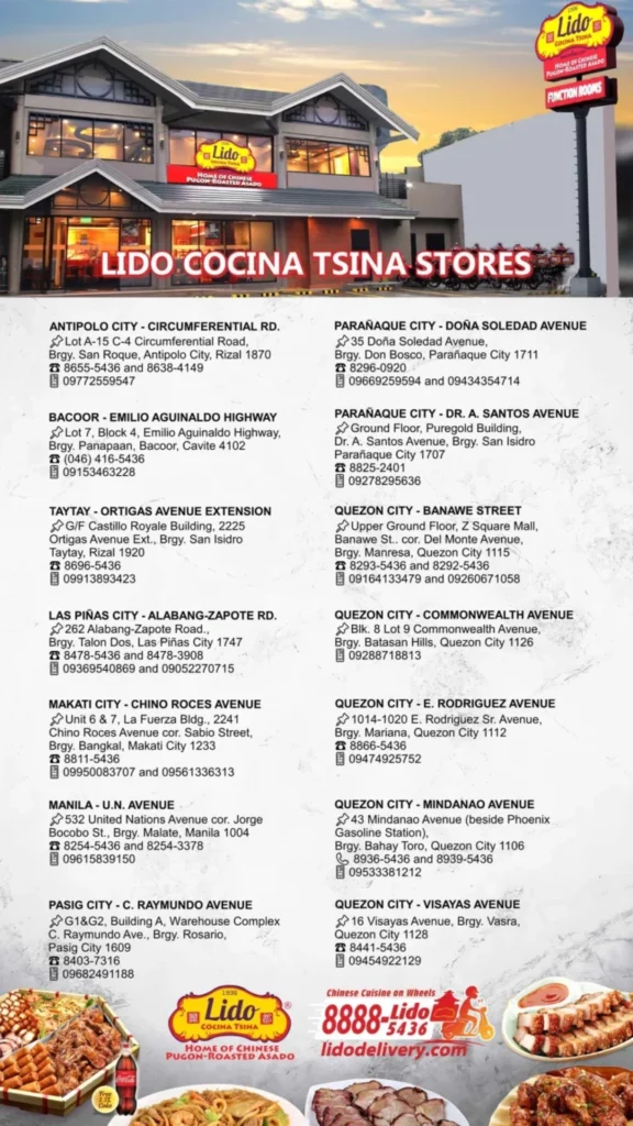 LIDO COCINA TSINA OUTLET LOCATIONS

