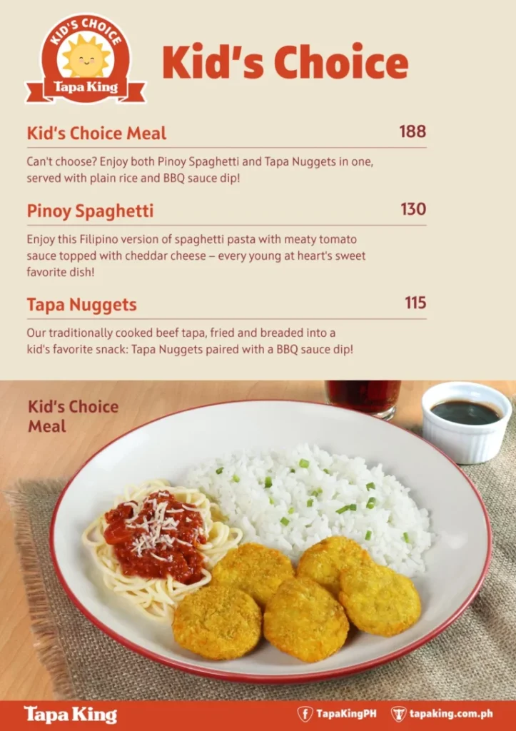 TAPA KING BREAKFAST MEAL PRICES