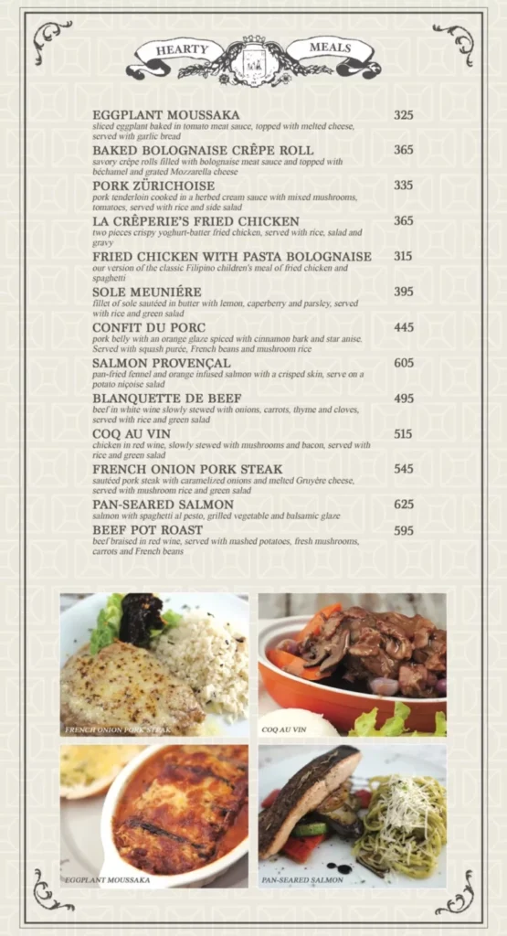 LA CREPERIE HEARTY MEALS PRICES philippines